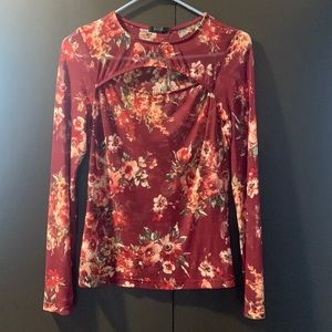 Sheer floral patterned long sleeve